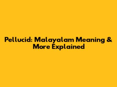 Pellucid: Malayalam Meaning & More Explained