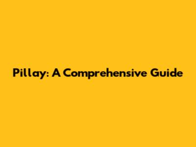Pillay: A Comprehensive Guide