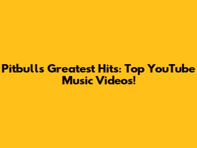 Pitbull's Greatest Hits: Top YouTube Music Videos!