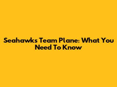 Seahawks Team Plane: What You Need To Know