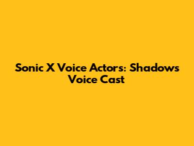Sonic X Voice Actors: Shadow's Voice Cast