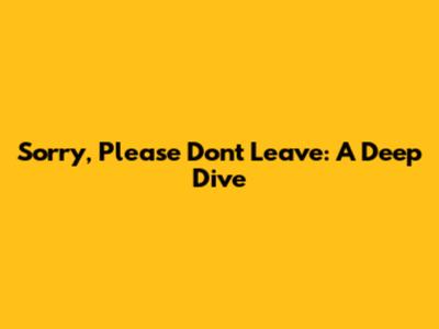 Sorry, Please Don't Leave: A Deep Dive