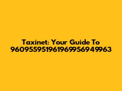 Taxinet: Your Guide To 960955951961969956949963