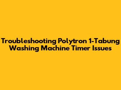 Troubleshooting Polytron 1-Tabung Washing Machine Timer Issues