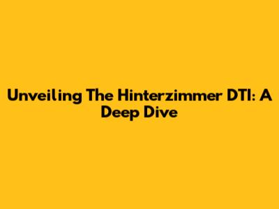 Unveiling The Hinterzimmer DTI: A Deep Dive