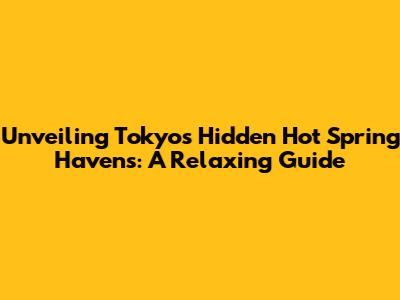 Unveiling Tokyo's Hidden Hot Spring Havens: A Relaxing Guide
